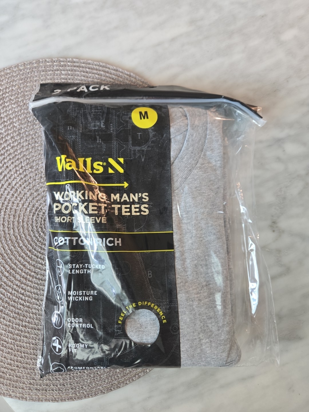 NWT Walls 2 Pack Med.  Working Men’s  Short Sleeve Pocket T Shirts Gray