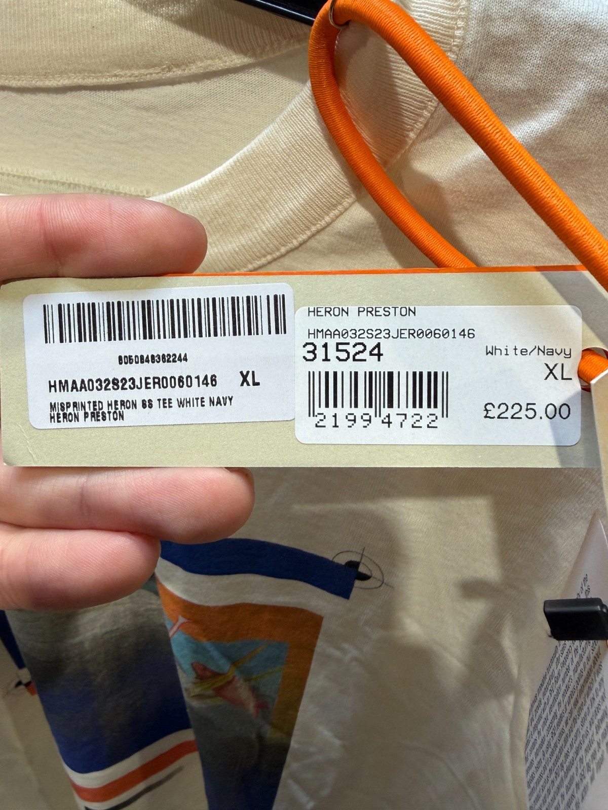 Heron Preston - Misprinted Heron Tee in White / Navy - Size XL gallery