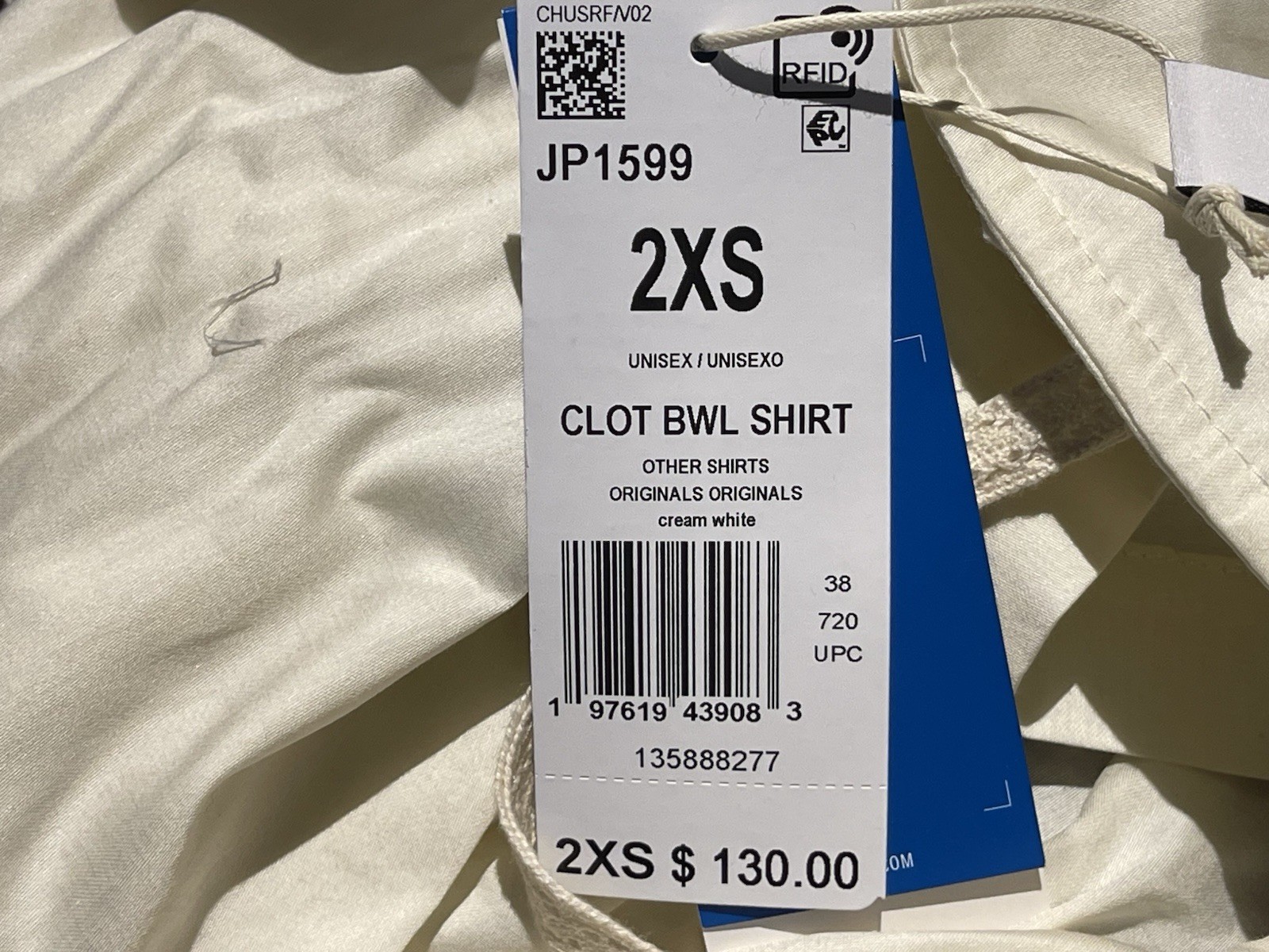 Adidas X Clot Edison Chen Bowl Shirt Cream Limited Edition JP1599 Unisex Sz 2XS gallery