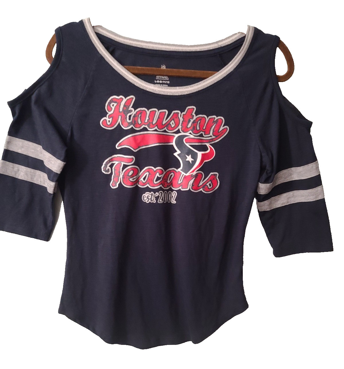 NFL Houston Texans Cold Shoulder 3/4 Sleeve Youth L 11/13 - Fits Womens S gallery