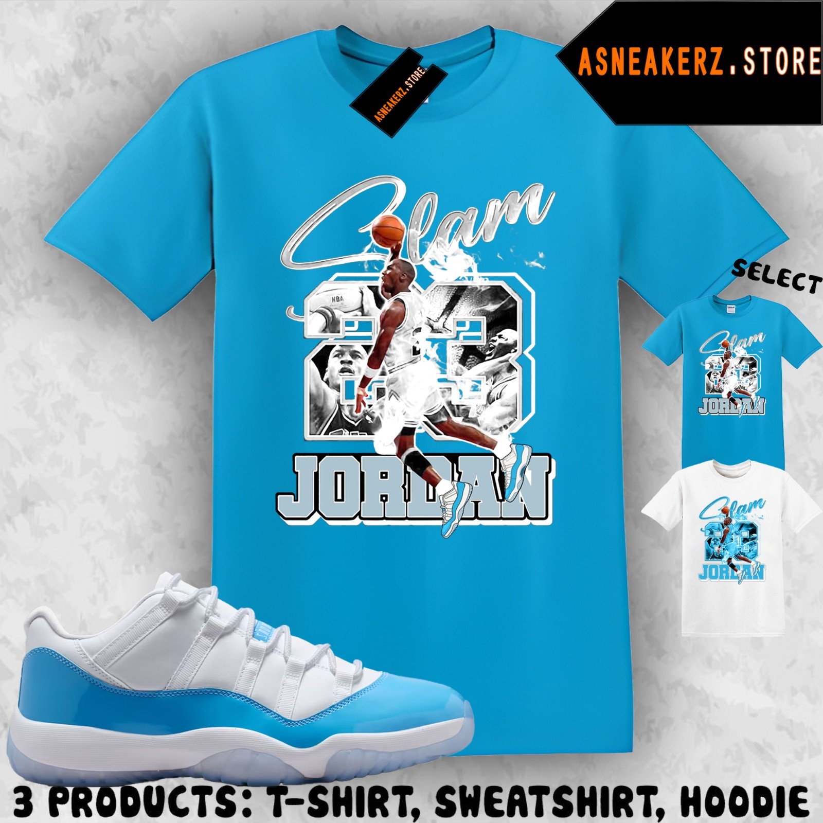 Shirt Match AJ 11 Low University Blue 2026 Sneaker Matching Tee MJ Icon 23 Slam gallery