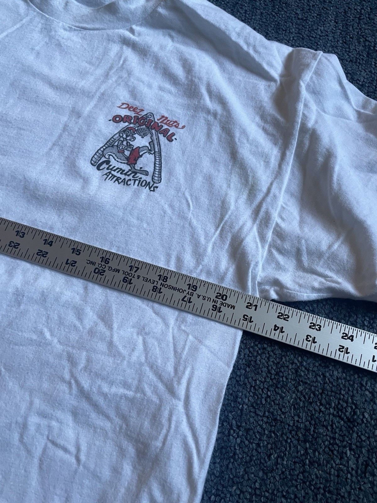 Vintage 90s Deez Nuts Funny Men’s White Shirt Sz Large Comic Big Johnson Style gallery