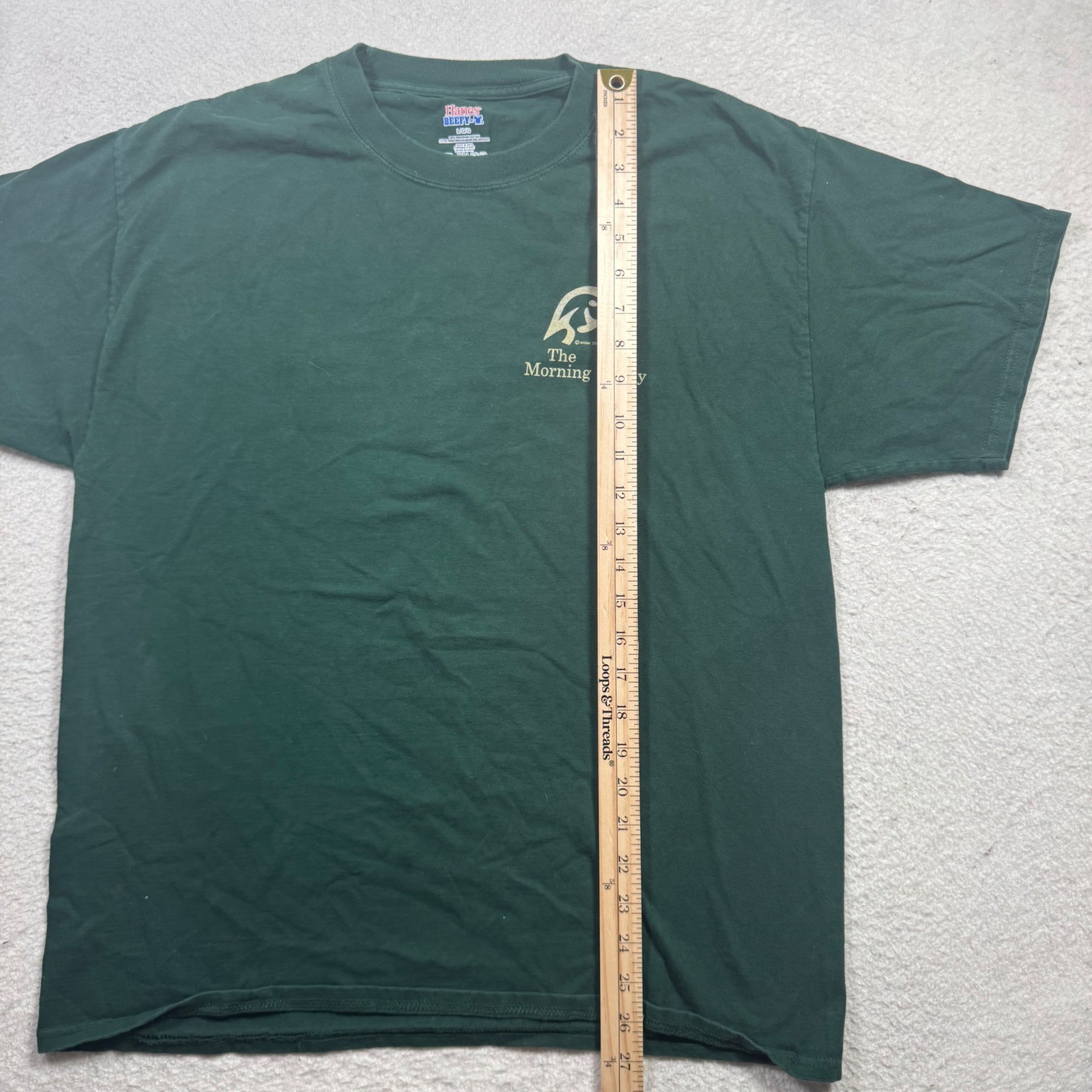 Hanes Beefy-T The Morning Woody Graphic Tee Mens L Green Good Wood Life 2006 gallery