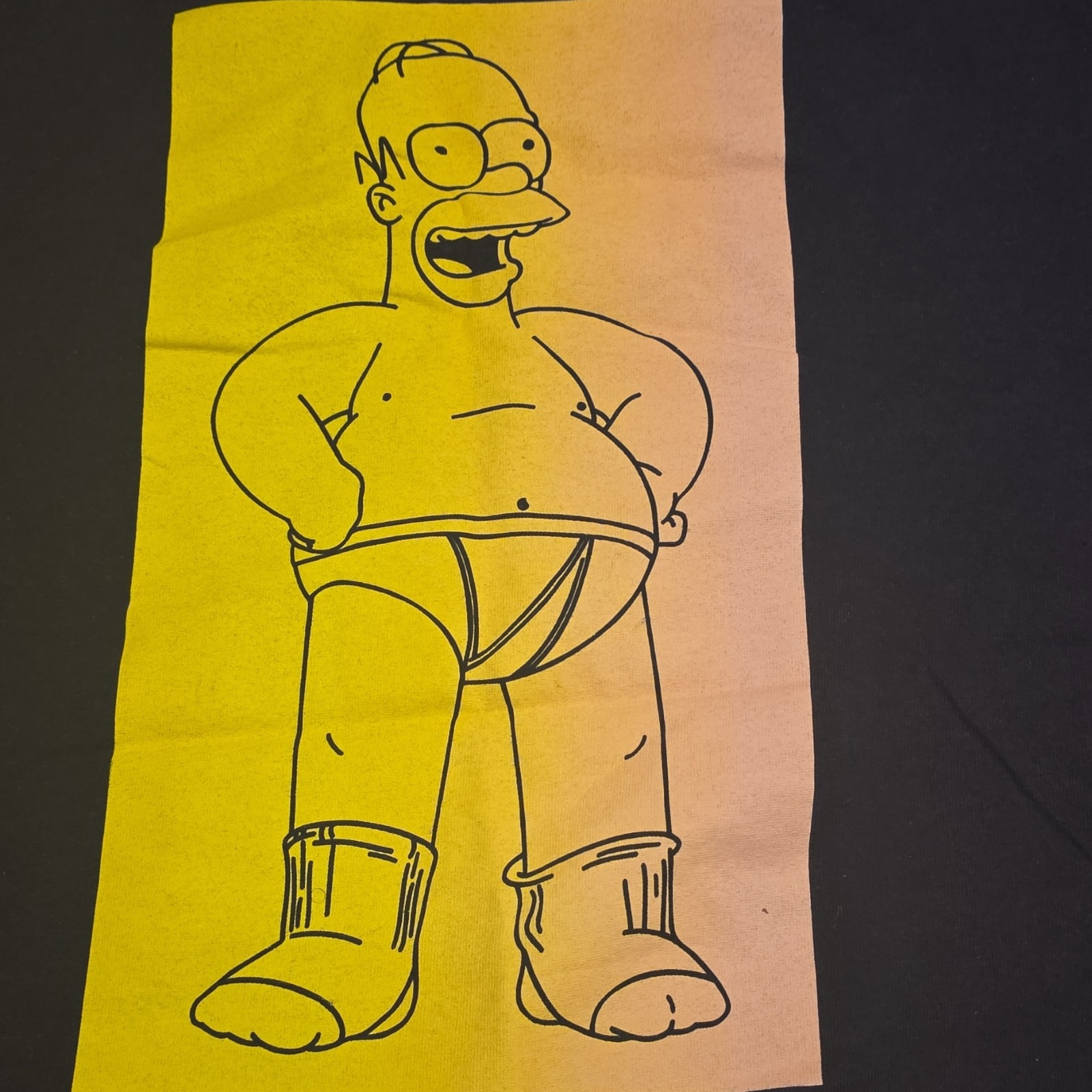 The Simpsons Homer Simpson Black Yellow Graphic Print T-Shirt M Men Cotton Knit