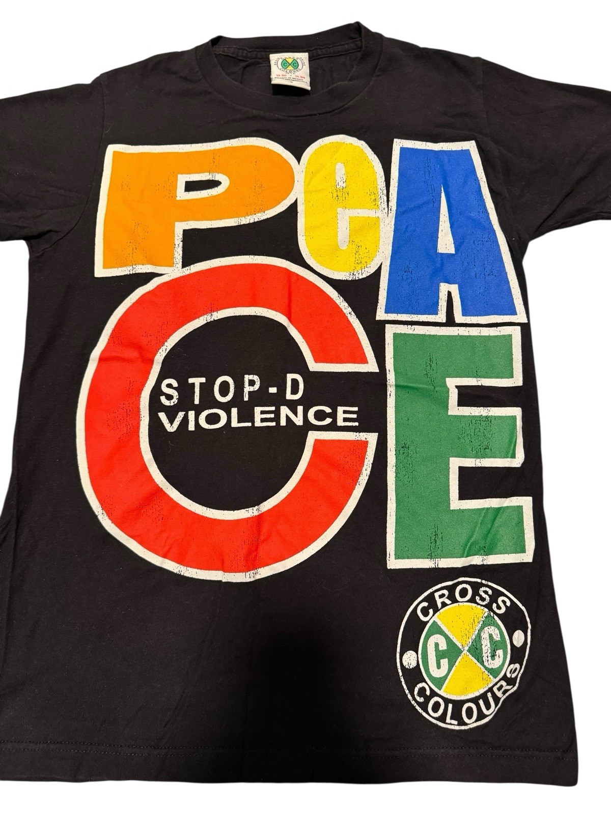Vintage Cross Colours PEACE Stop-D the Violence Hip Hop Nation Men's SML Rap Tee gallery