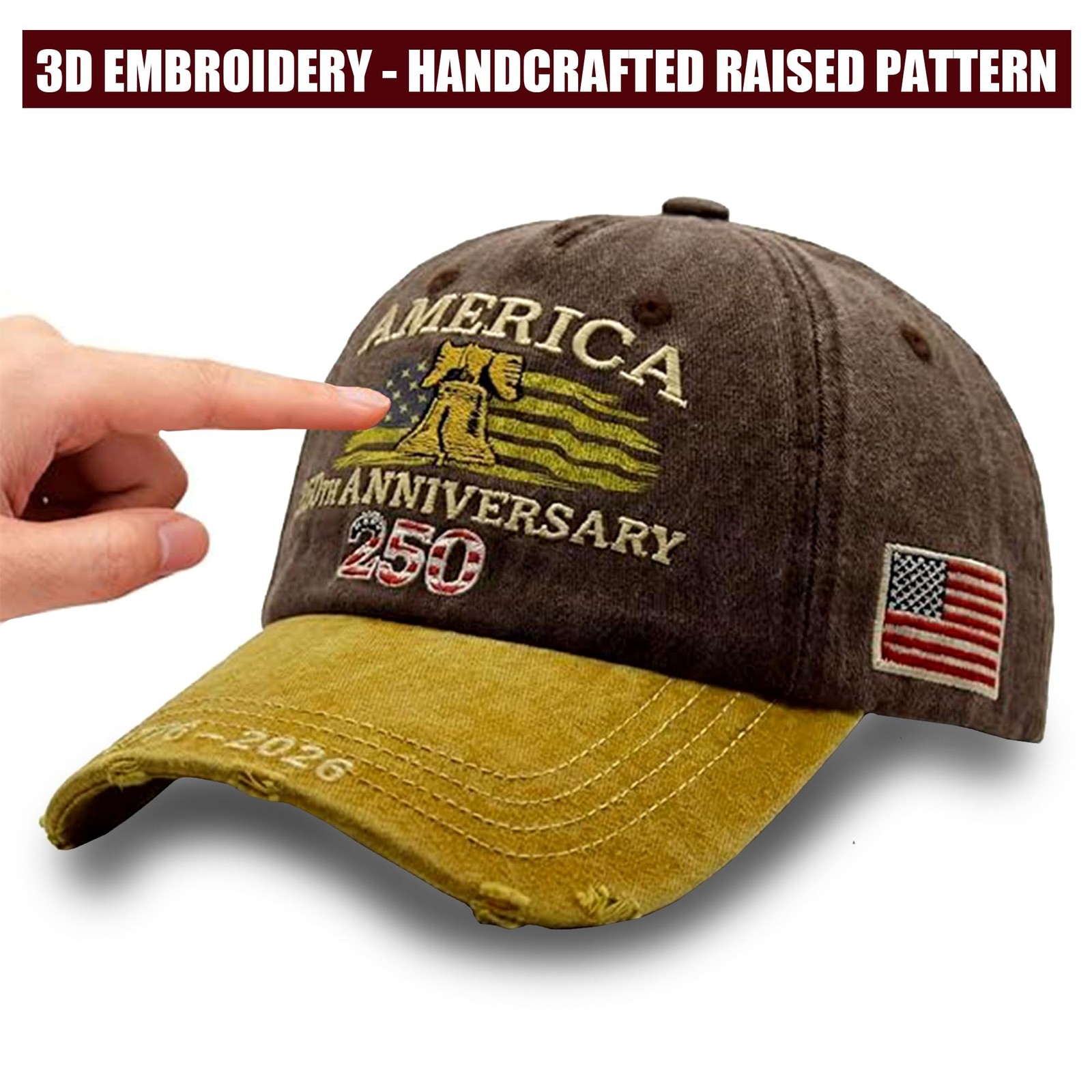 250th US 1776-2026 Anniversary Cap, Embroidered Adjustable Patriotic Baseball... gallery