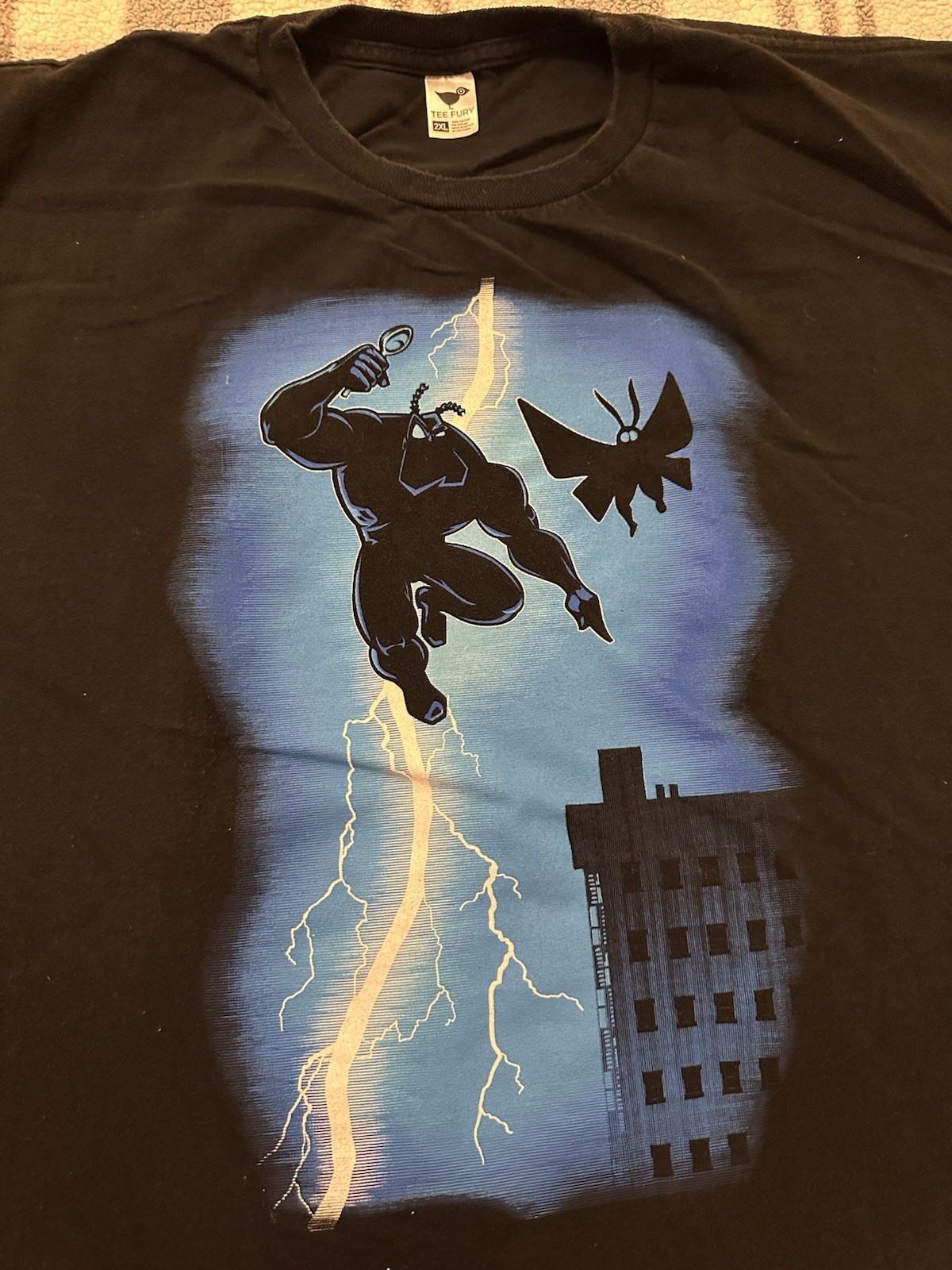 The Tick & MothMan Fury Graphic T-Shirt Black TeeFury 2XL 90's Cartoon gallery