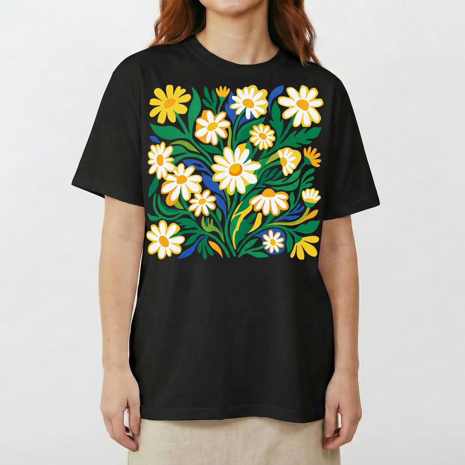 Groovy Floral Daisy T-Shirt Colorful Botanical Wildflower Nature Spring Tee gallery