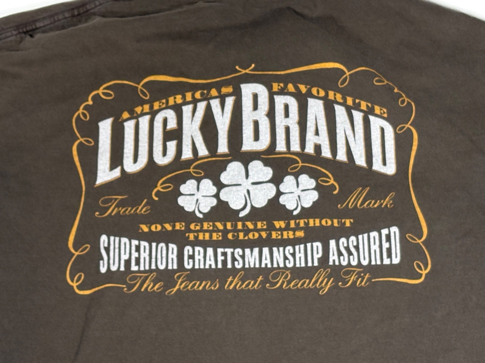 Lucky Brand T Shirt Men No Tag Brown Graphic Print Americana Distressed Workwear gallery