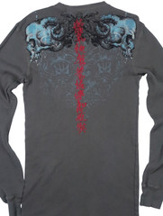 MONARCHY affliction vintage y2k thermal henley crew mens medium shirt waffle ls