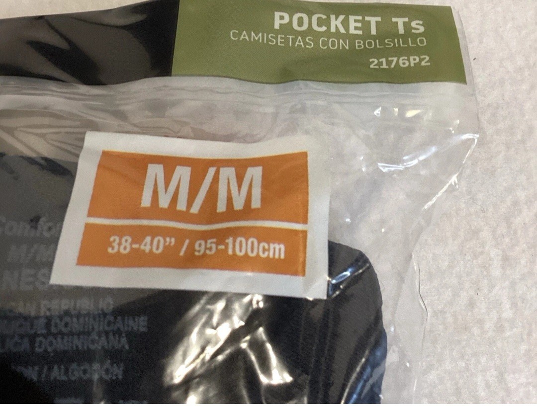 2 Hanes Pocket T-Shirts Men's Size Medium 38-40" Short Sleeve Black & Gray NEW gallery