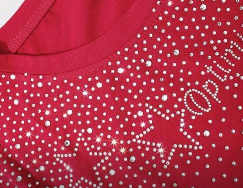 New Men Luxury Diamond Stars Rhinestones Fashion Red T-Shirt High Quality gallery