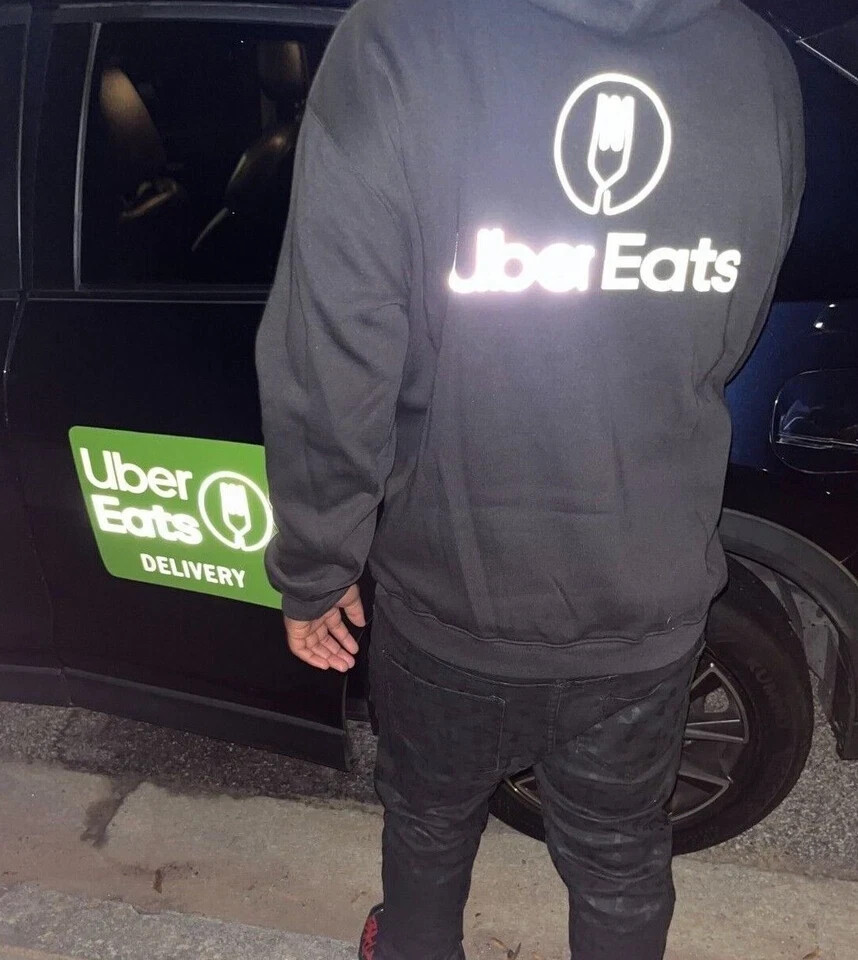 Reflective Tshirt UberEats Delivery Driver Black gallery