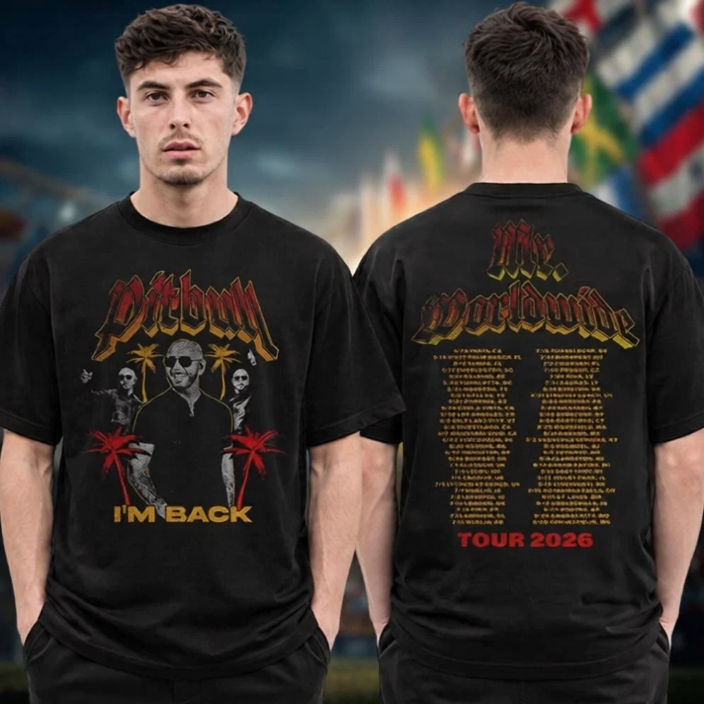 Pitbull Merch I’m Back World Tour 2026 Mr. Worldwide Two Sided