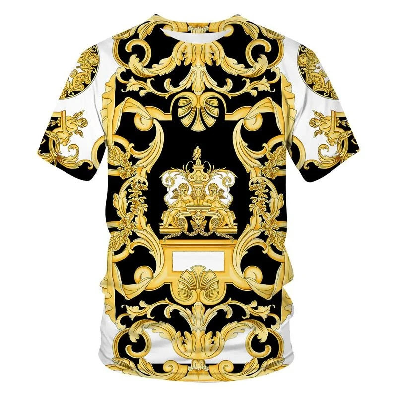 Luxury Baroque Style 3D Print Men’s T-shirts Fashion Casual Short Sleeve Tee Top