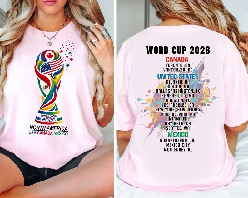 World Cup 2026 Host Cities Double Sided T-Shirt USA Canada Mexico Tee gallery