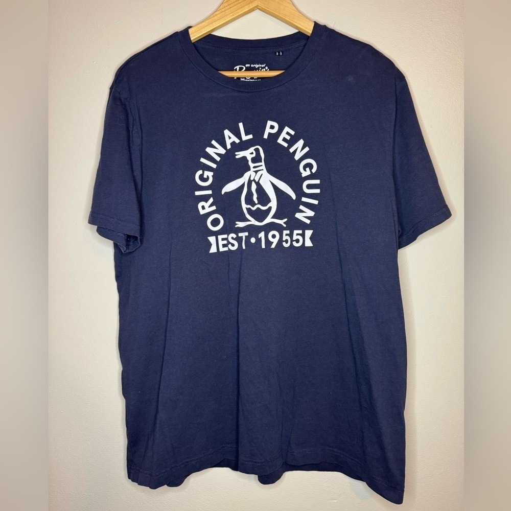 Original Penguin Graphic Logo T-Shirt Navy “Est 1955” Tee Size XL