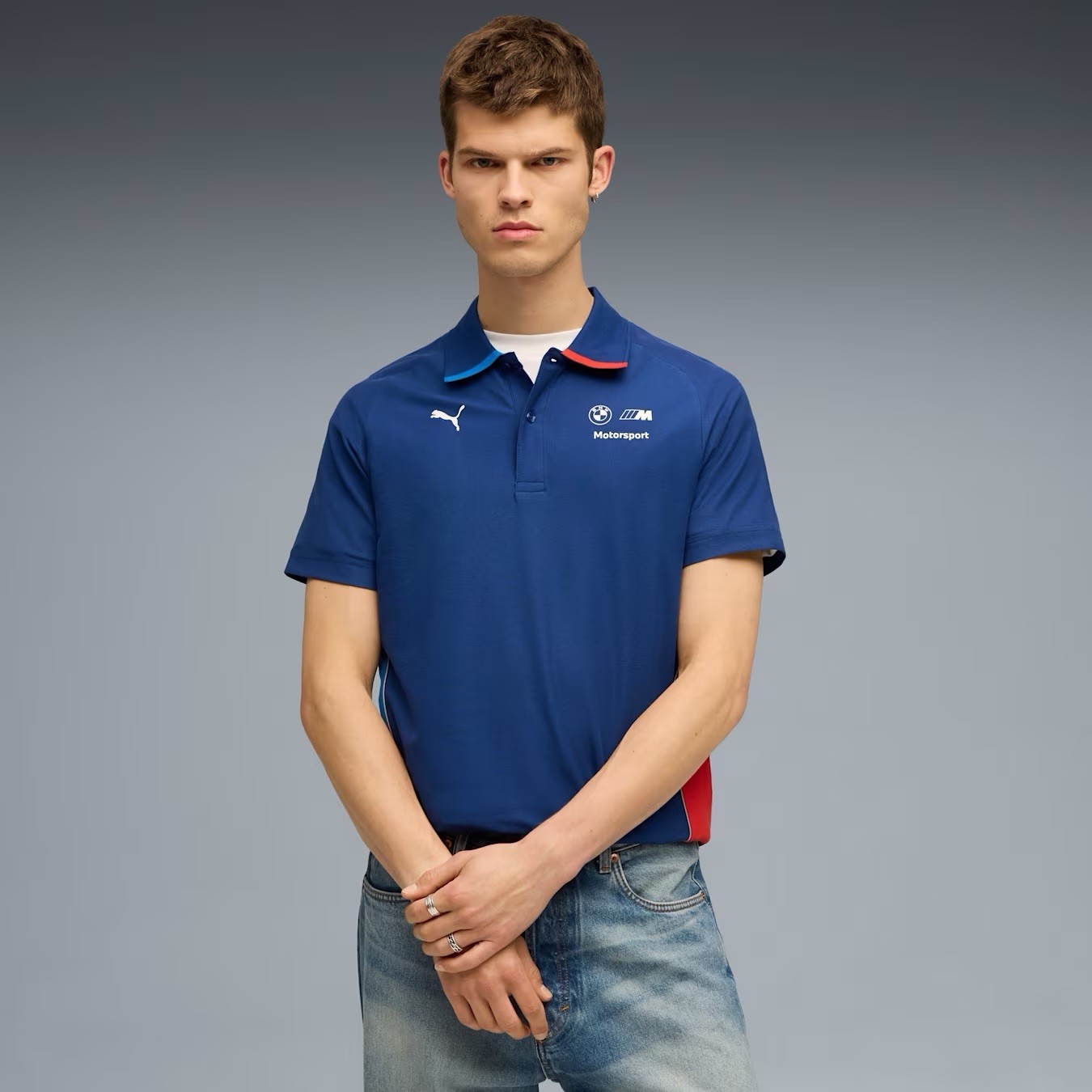 Puma men's BMW M t shirt size L blue red trendy modern polo style gallery