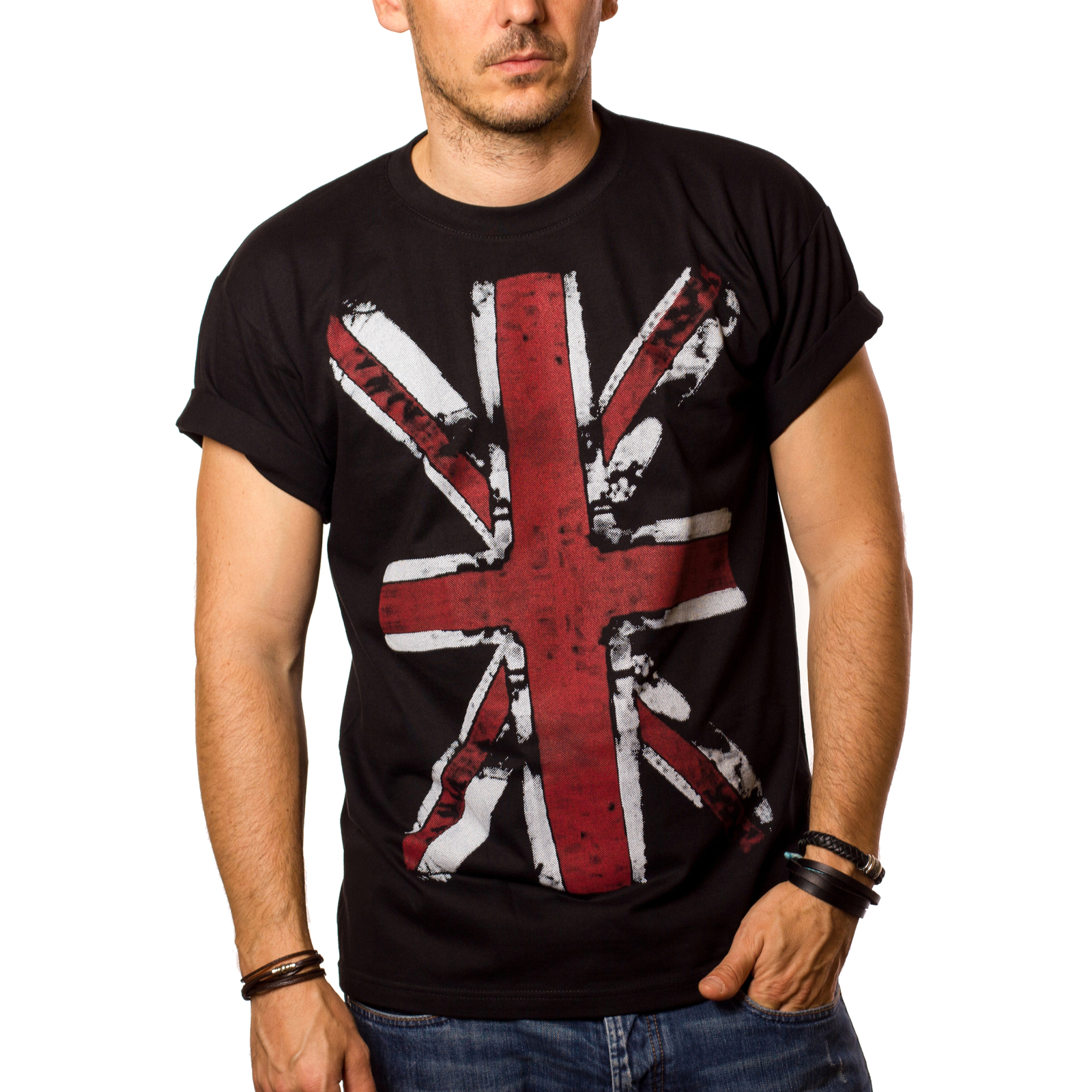 Union Jack Herren T-Shirt mit England Fahne - Männer Uk Punk Rock Musik Shirt gallery