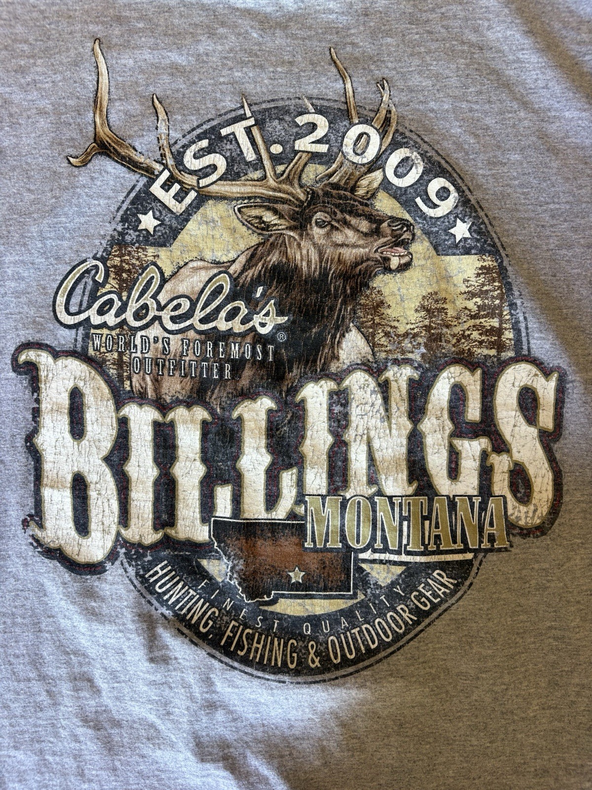 Cabela’s Men’s XL Gray Crew Neck Short Sleeve Knit Elk Graphic T-Shirt gallery