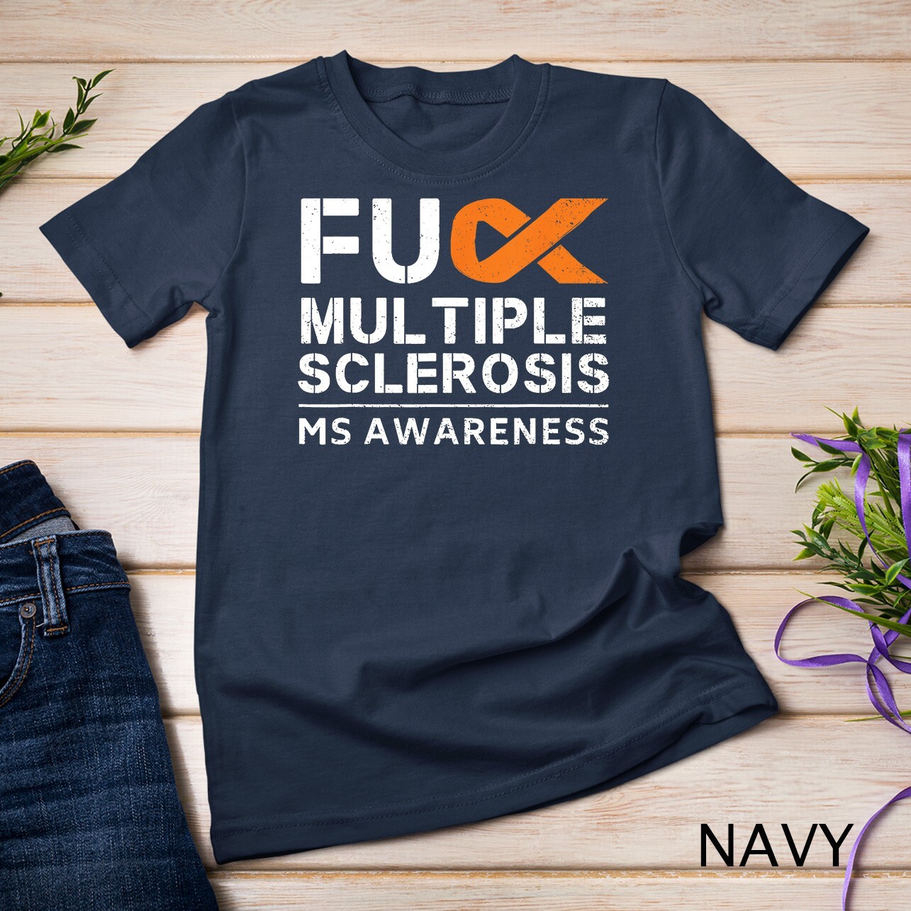 Multiple Sclerosis MS Awareness Support Ribbon Unisex T-shirt gallery