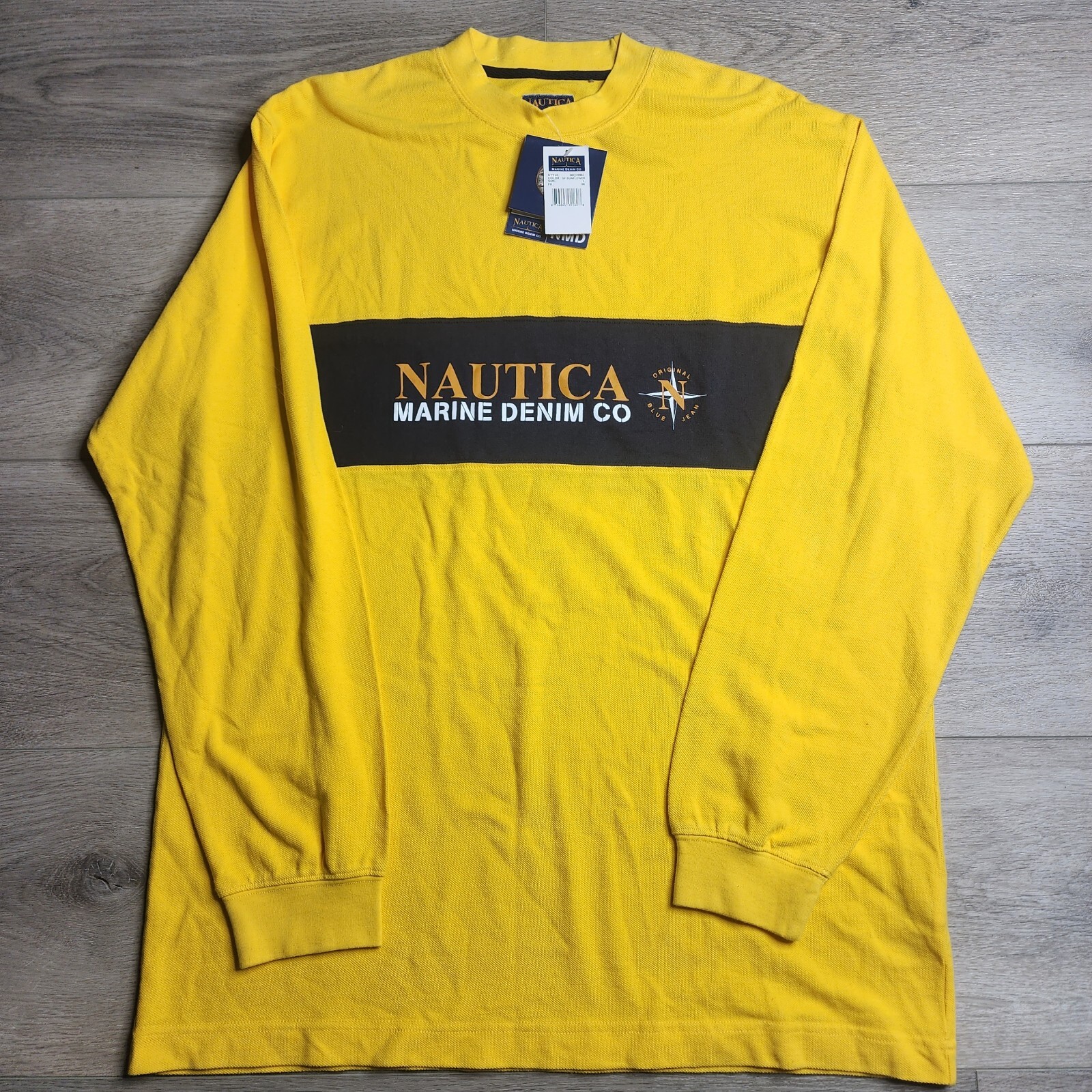Nautica Marine Denim Co Original Yellow Long Sleeve Shirt Large gallery