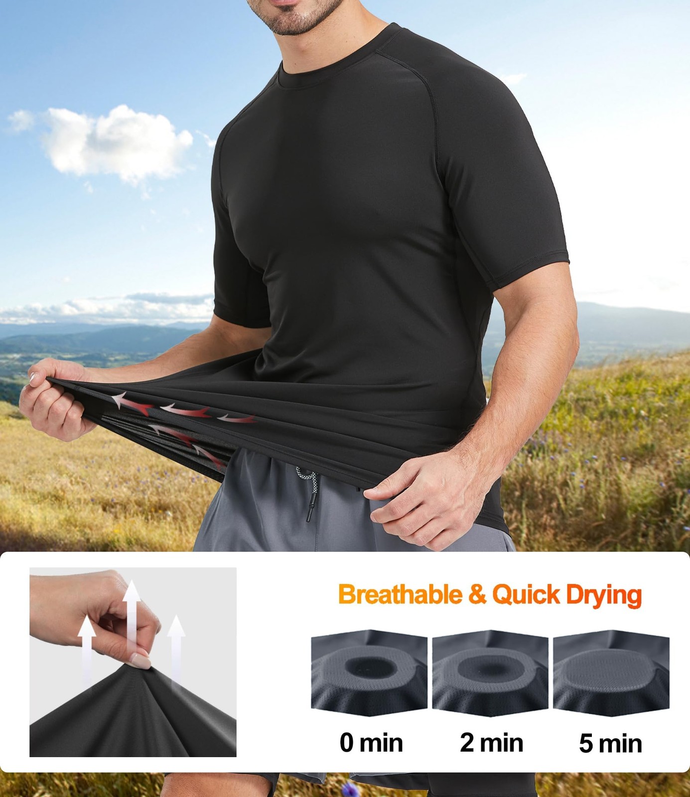 5 Pack Men’s Compression Shirts Short Sleeve Cool Dry Sports Athletic Workout... gallery