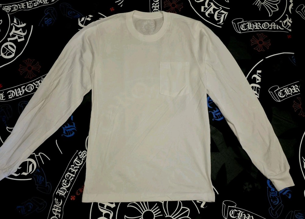 Chrome Hearts White Long Sleeve Pocket Crew Neck T-Shirt Men’s S