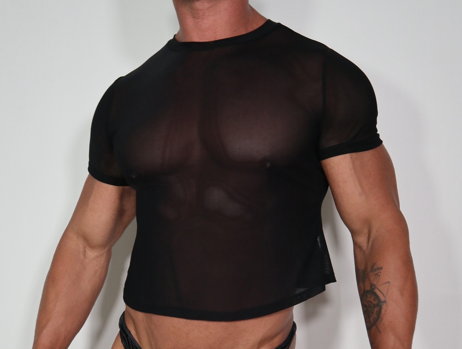 ADULT SHORT SLEEVE CROPPED SHEER SHIRT SIZE M/L