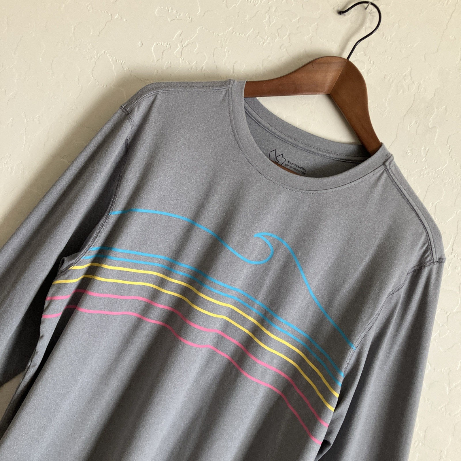 Burnside Mens M Shirt Gray Long Sleeve Sun Protection UPF 30 Beach Surf Outdoor gallery