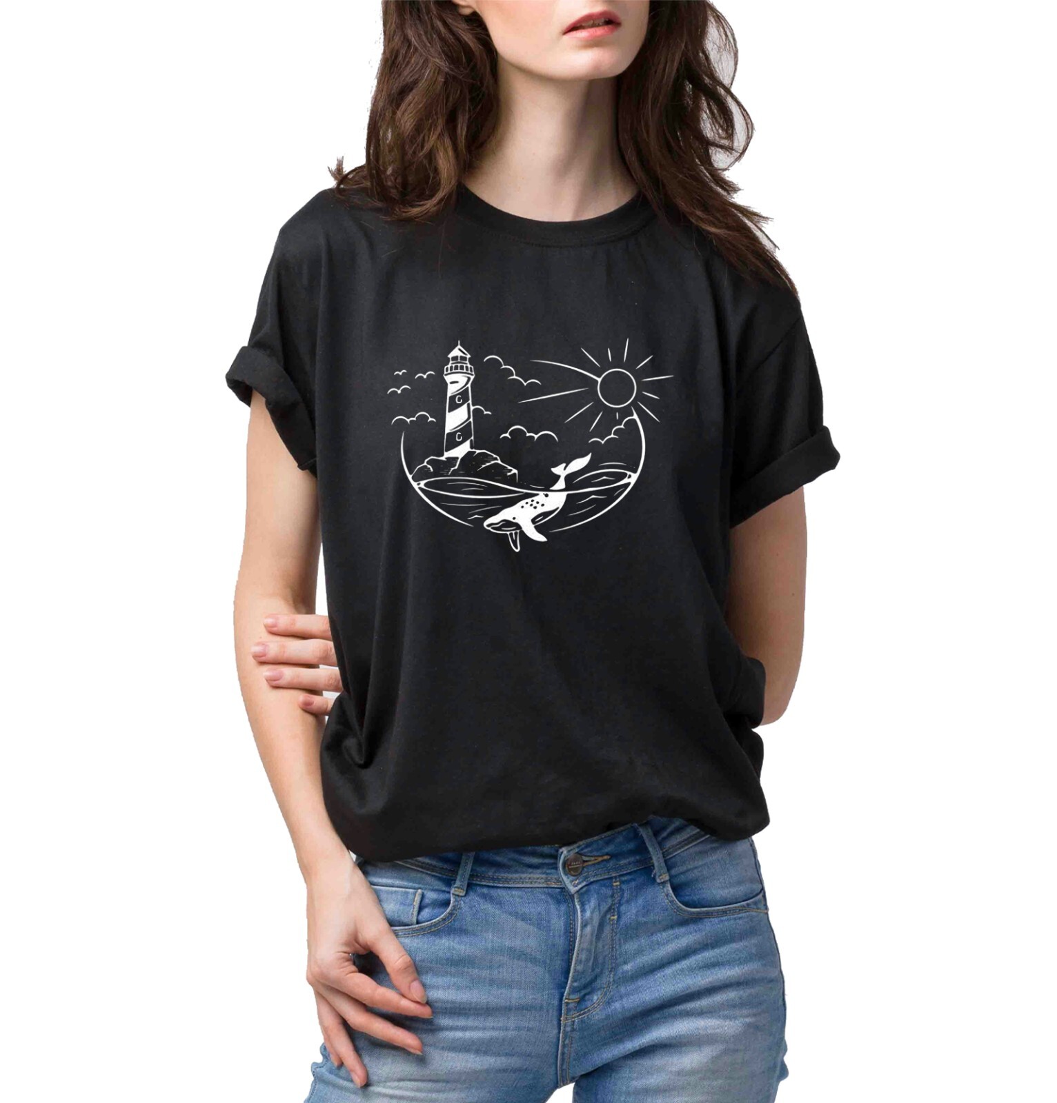Unisex Slim Fit T-Shirt - Whale Dive Original Clip Art Summer Crewneck Slim Fit gallery