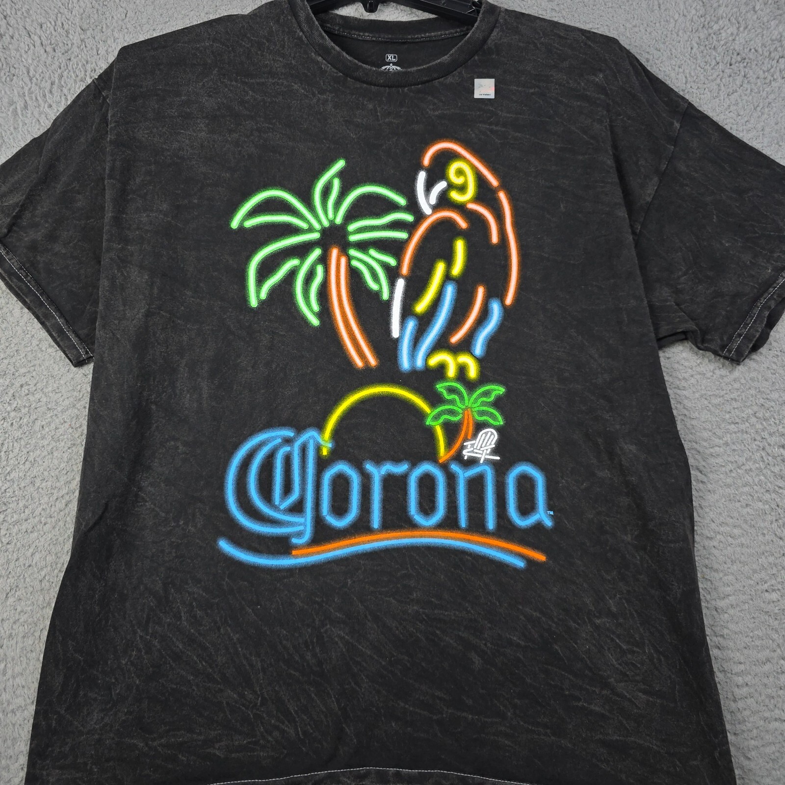 Corona BEER NEON SHIRT MENS Extra Large XL BLACK Tie Dye Parrot CERVEZA NWOT gallery