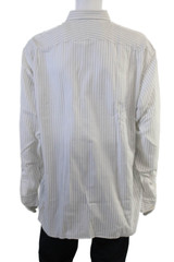 Lorenzini Mens Cotton Striped Point Collar Long Sleeve Dress Shirt Size M