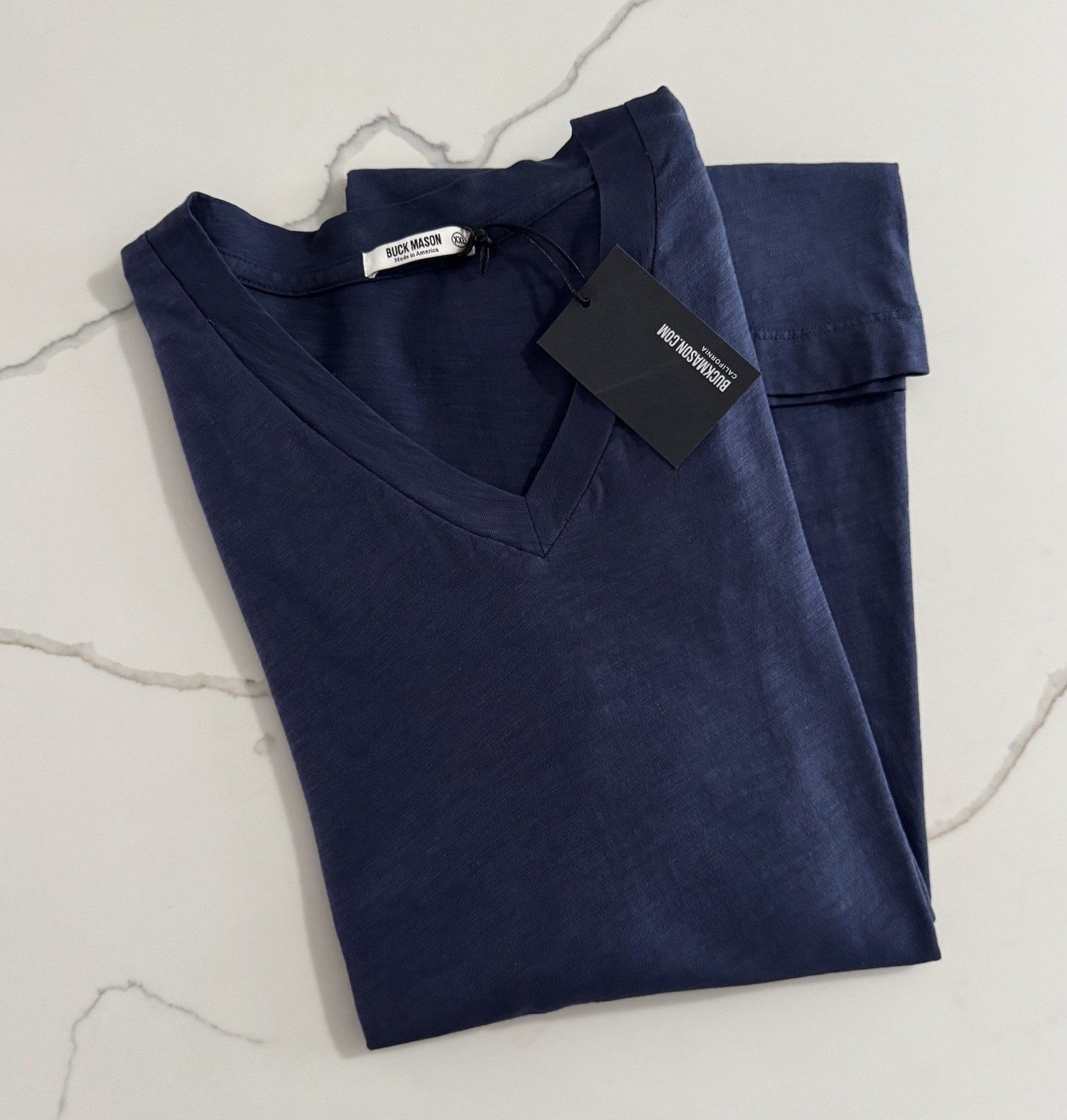BUCK MASON Men's Slub V-Neck Curved Hem Short Sleeve Tee Retail: $45 (NWT) gallery