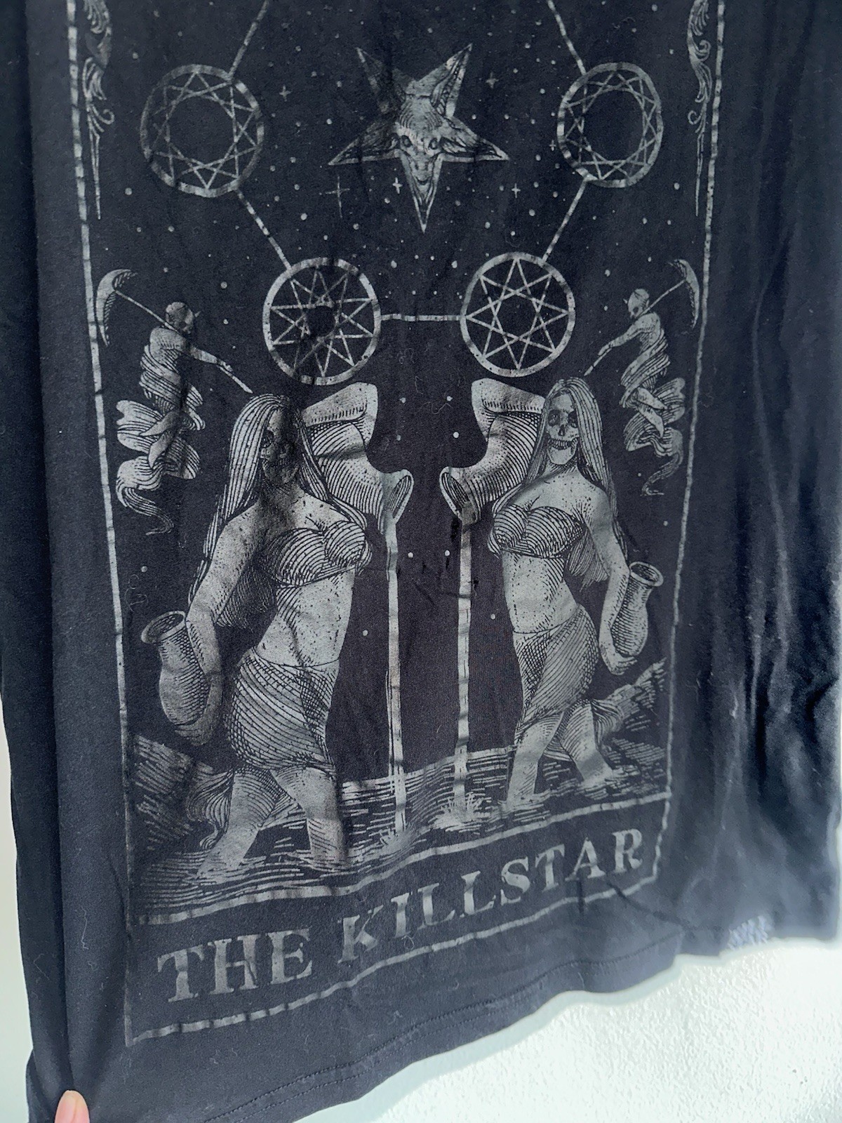 Killstar Men’s T Shirt Sz XS Black Tarot The Killstar Witch Goth Rave Punk gallery