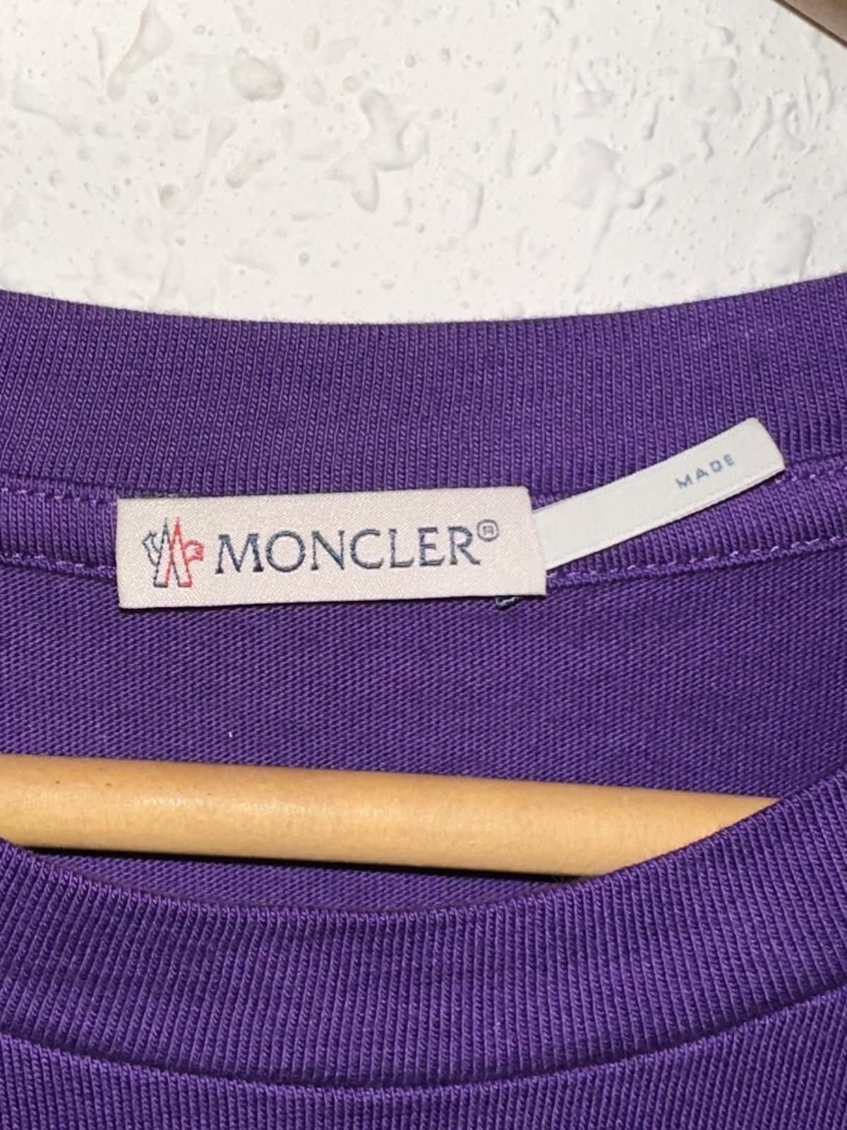 Moncler Flocked Chest Logo Cotton Short Sleeve T-Shirt Purple - Sm Retail $395 gallery