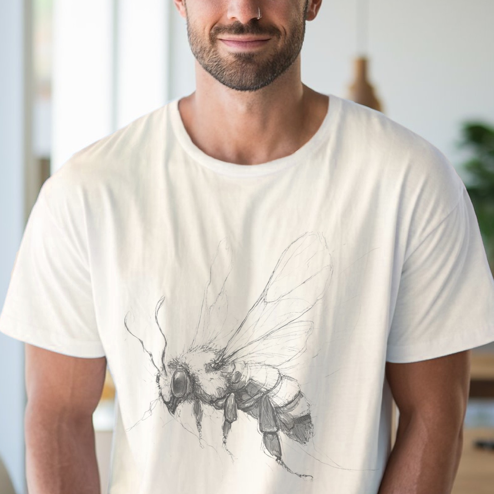 Detailed Bee Illustration Graphic Tee Nature Art Design Shirt gallery