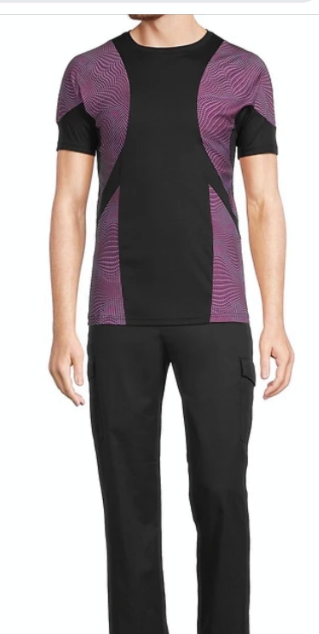 NWT- Murano Men’s 2XB Stretch Short Sleeve T.Shirt Black Purple Liquid Luxury