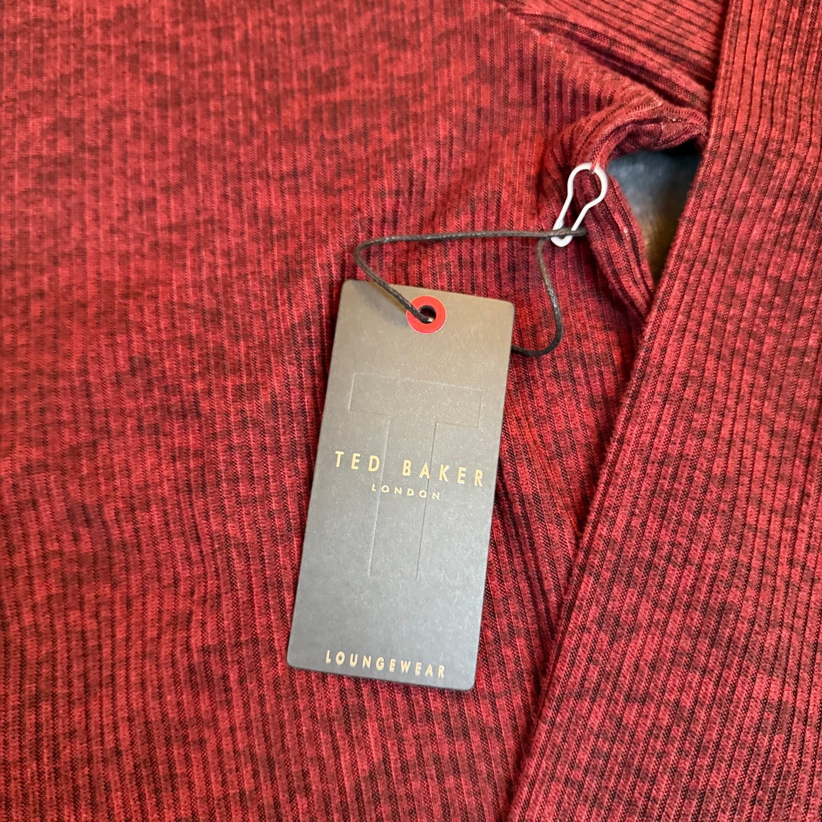 Ted Baker London Shirt Ribbed Long Sleeve Crewneck Top Burgundy Mens Medium NWT gallery