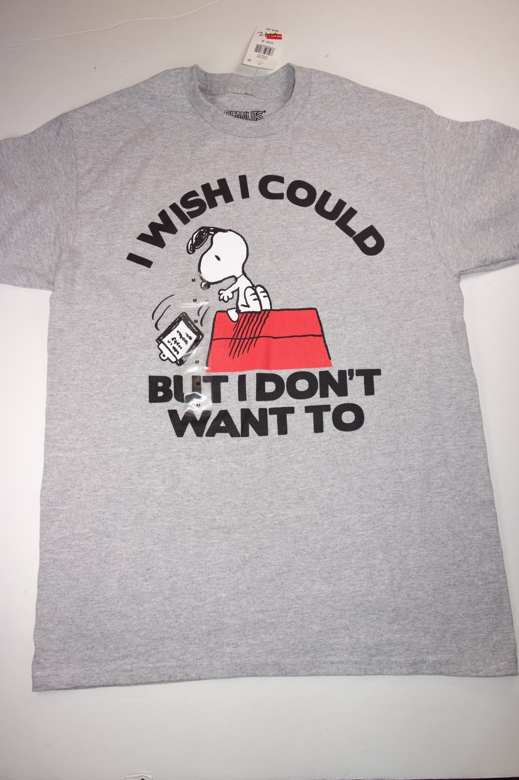 PEANUTS Snoopy Wish I Could But I Don't Want To Short Sleeve T-Shirt NEW Medium gallery