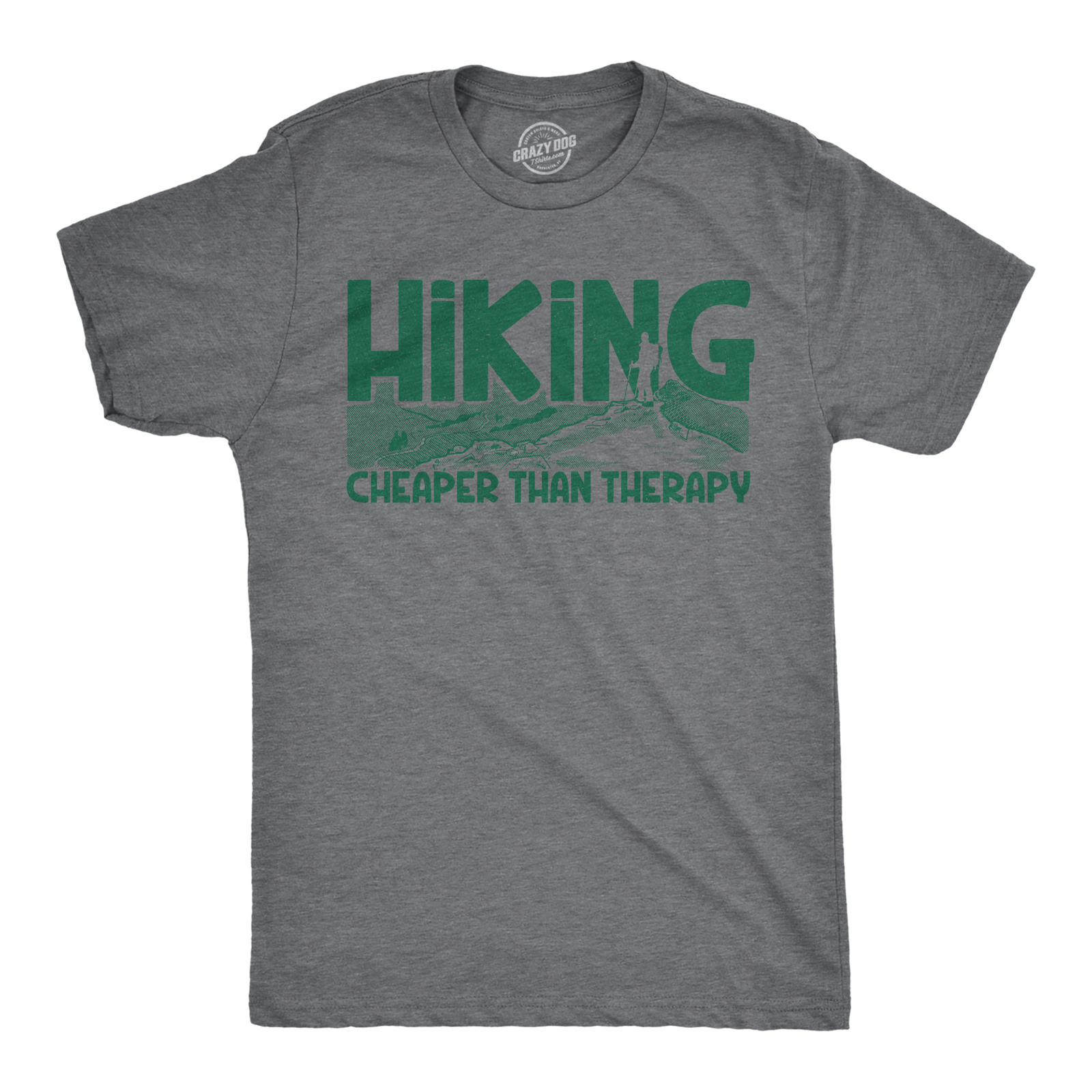 Mens Hiking Cheaper Than Therapy Funny Camping Outdoor Summer T shirt gallery