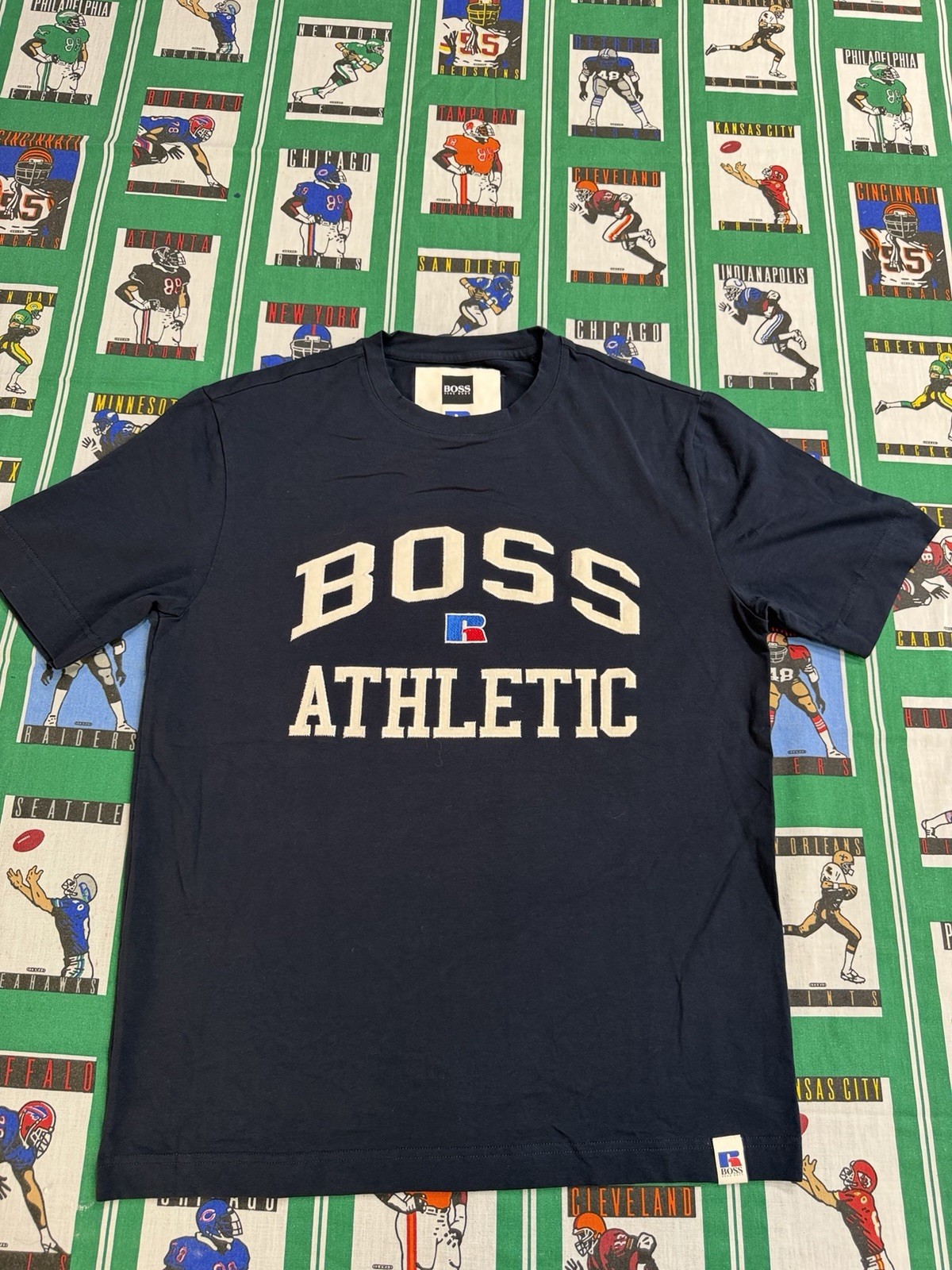 BOSS Hugo Boss x Russell Athletic Graphic Logo Navy Men's S Crew Neck T-Shirt gallery