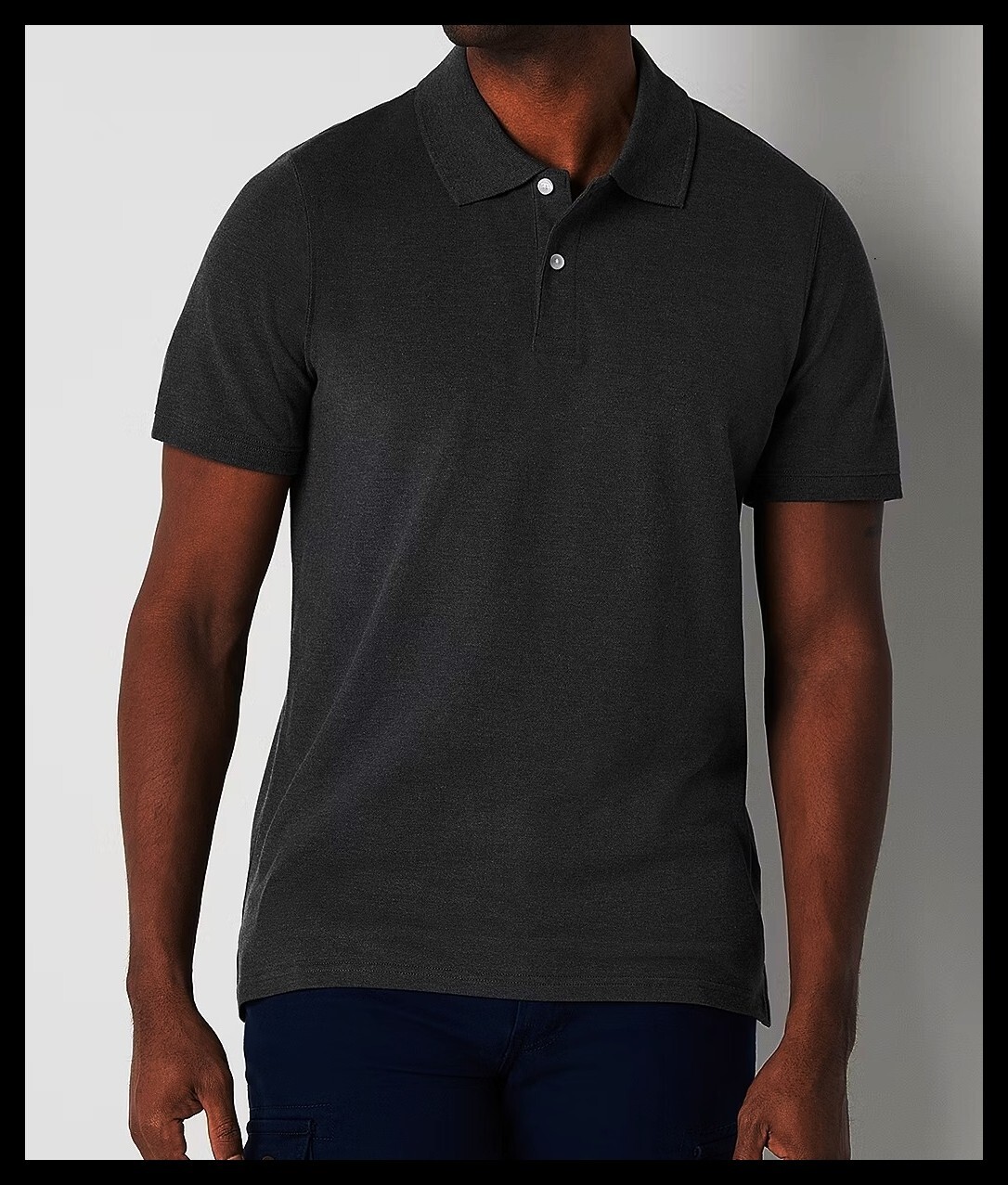 NWT Men’s St Johns Bay Super Soft Dark Gray Short Sleeve Polo Shirt M Medium