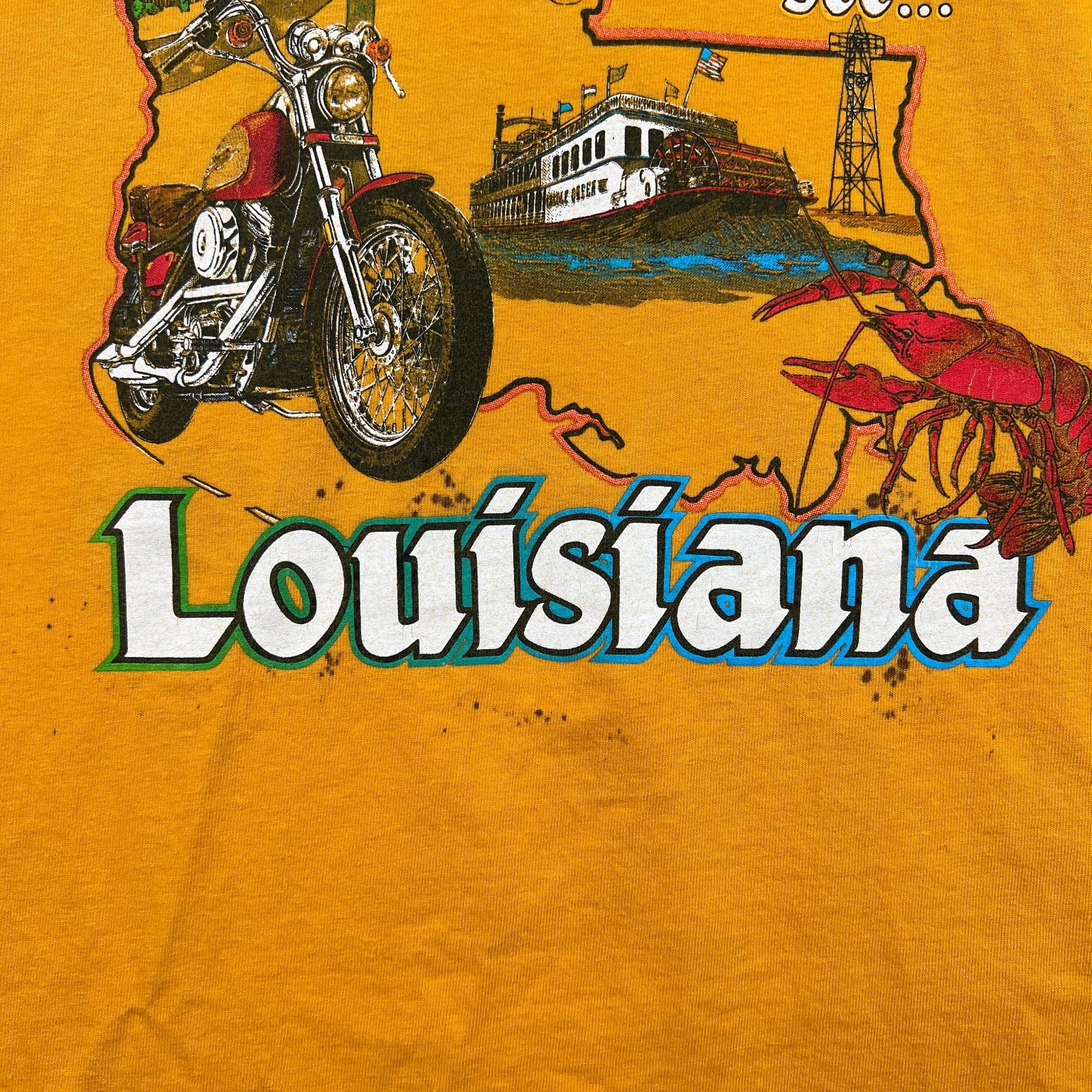 VTG Harley-Davidson T-Shirt Mens XL Yellow New Orleans Bourbon St Louisiana Y2K gallery