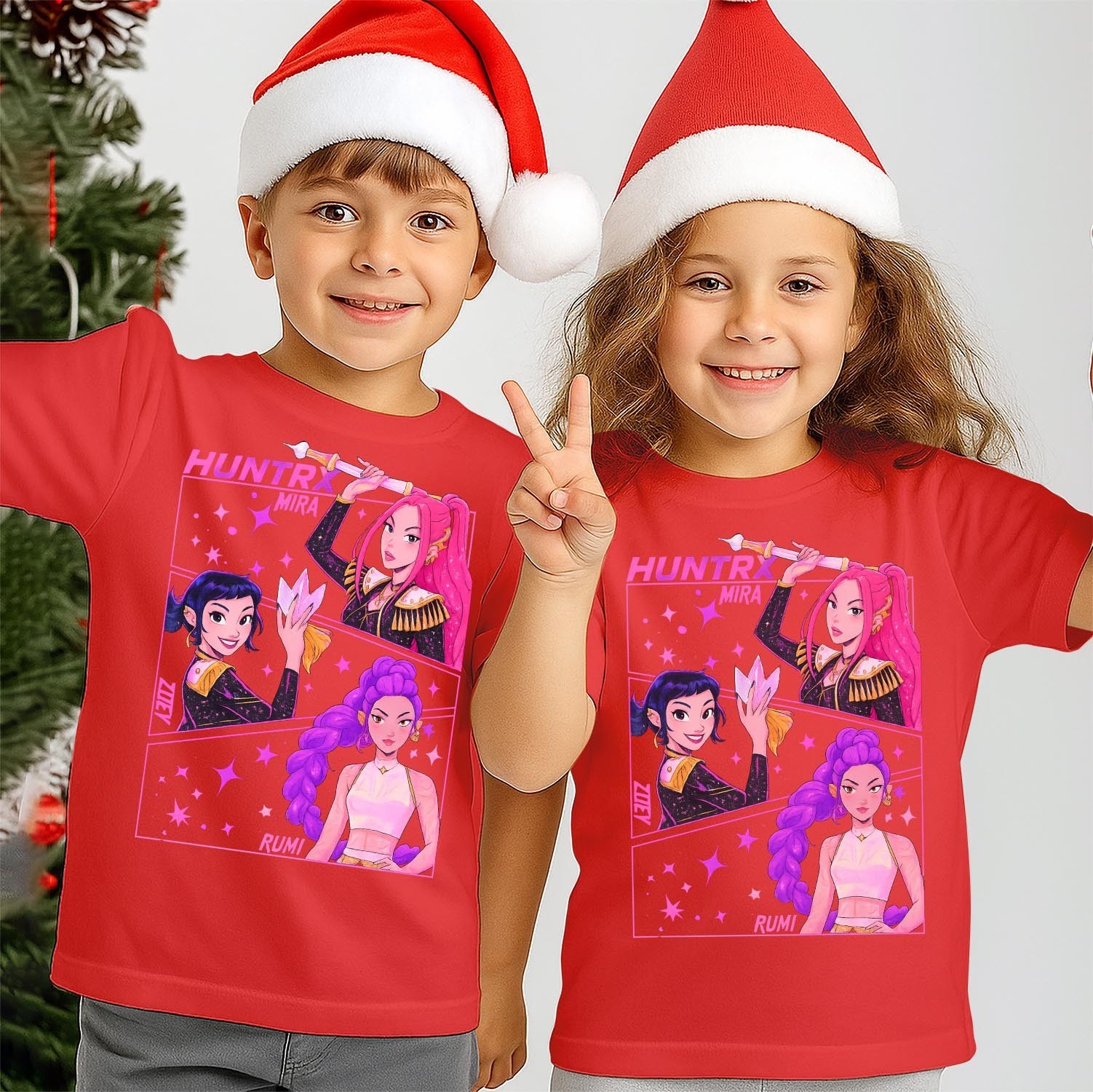 Christmas Anime Hunters TShirt Pop Style Xmas Manga kids Toddler's Tshirt T-NF-1 gallery