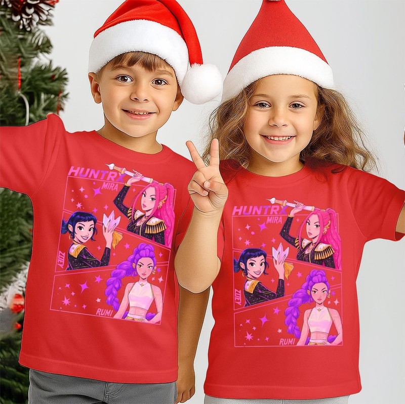 Christmas Anime Hunters TShirt Pop Style Xmas Manga kids Toddler's Tshirt T-NF-1 gallery
