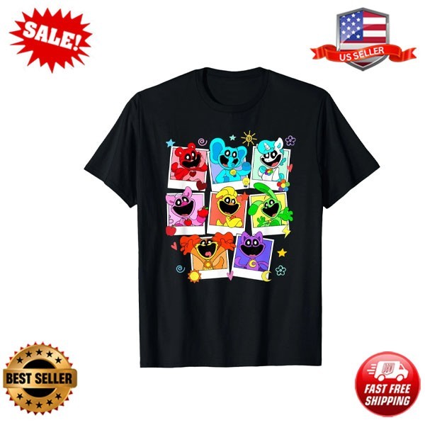 Poppy Playtime Colorful Polaroid Smiling Critters Group Shot T-Shirt S-5XL