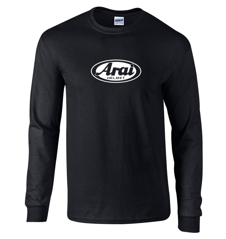 Arai Racing Helmet White Gray Black Logo Long Sleeve Mens Cotton T-Shirt gallery