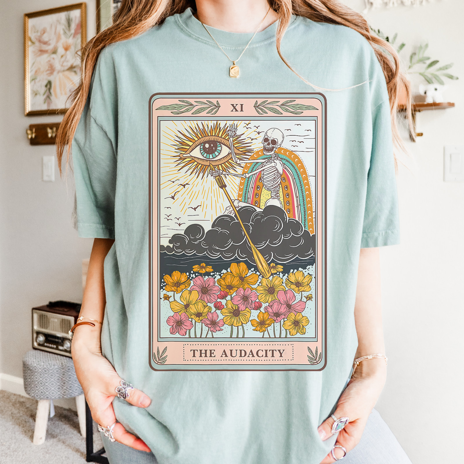 The Audacity Trippy Skeleton Tarot Tee | Witchy Comfort Colors T-Shirt | Skelly gallery