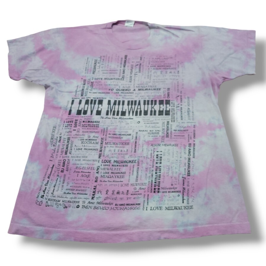 Vintage Fruit Of The Loom Shirt Size XL "I Love Milwaukee" Graphic Tee Tie-Dyed gallery